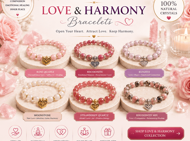 Love & Harmony Crystal Bracelets: - Raso Crystal