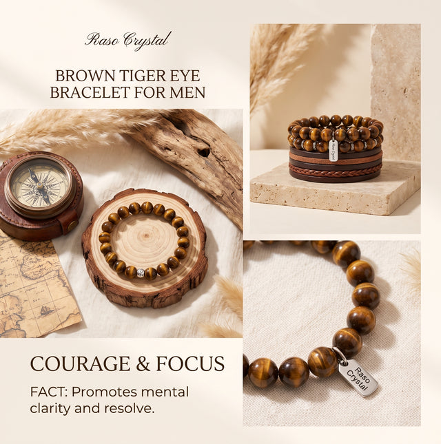 Brown Tiger Eye Bracelet for Men – Courage & Focus