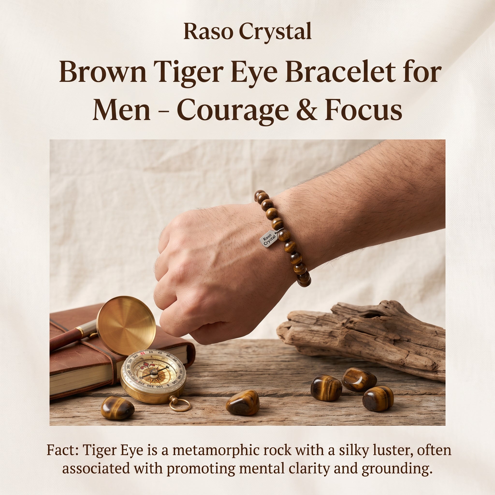 Brown Tiger Eye Bracelet for Men – Courage & Focus