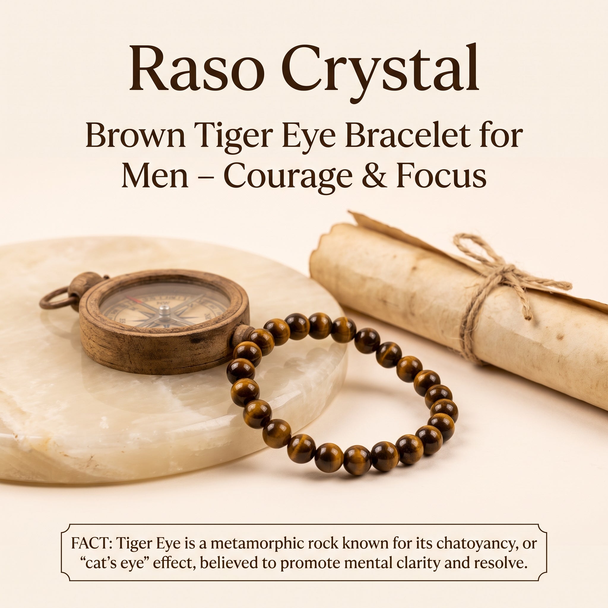 Brown Tiger Eye Bracelet for Men – Courage & Focus
