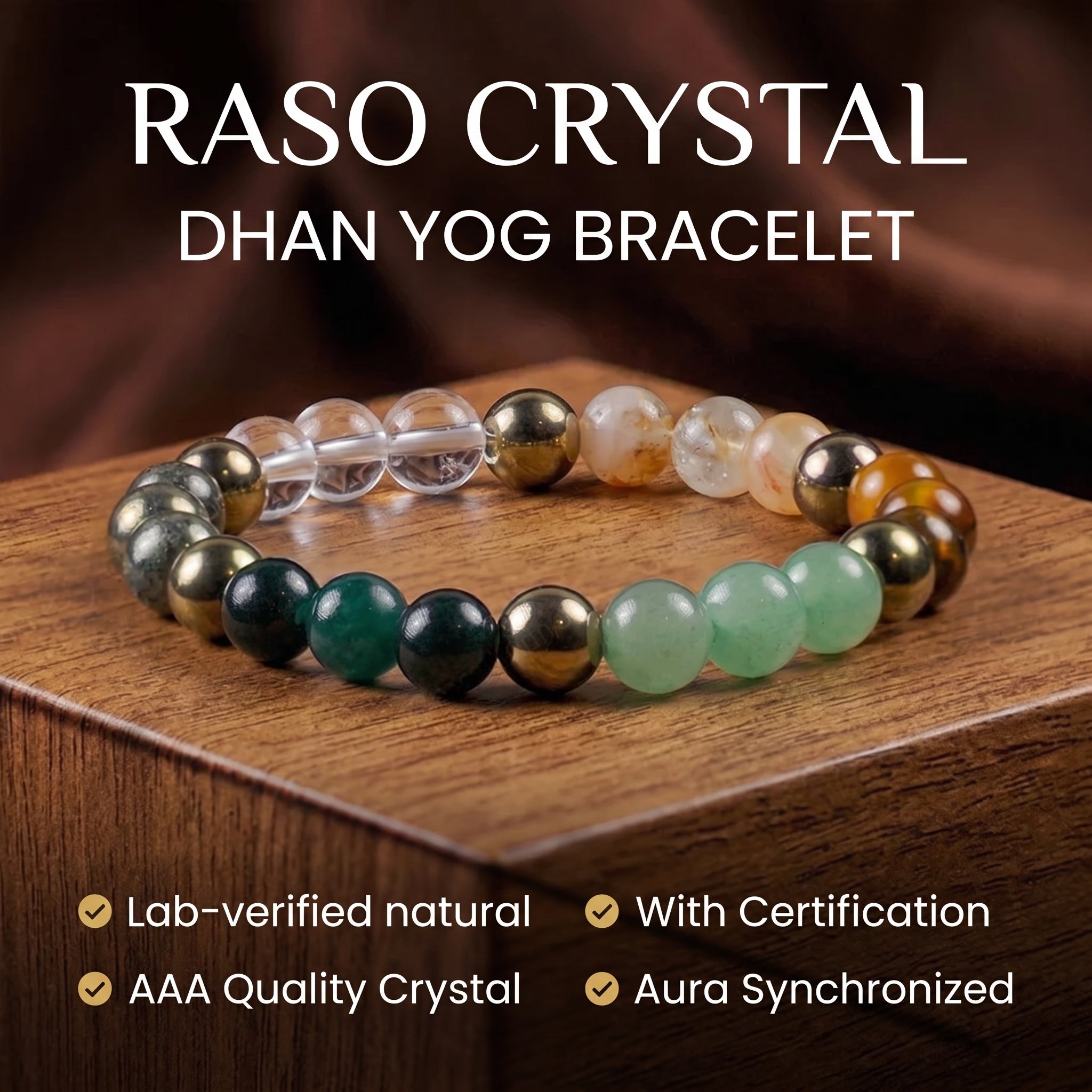 Dhan Yog Bracelet - Citrine, Pyrite & Aventurine (8mm) | Wealth Magnet