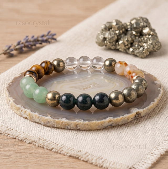 Dhan Yog Bracelet - Citrine, Pyrite & Aventurine (8mm) | Wealth Magnet