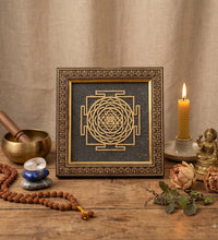 hri Yantra Pyrite Dust Frame for Prosperity | Raso CrystalsRaso Crystal