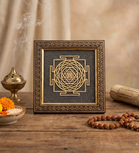 hri Yantra Pyrite Dust Frame for Prosperity | Raso CrystalsRaso Crystal