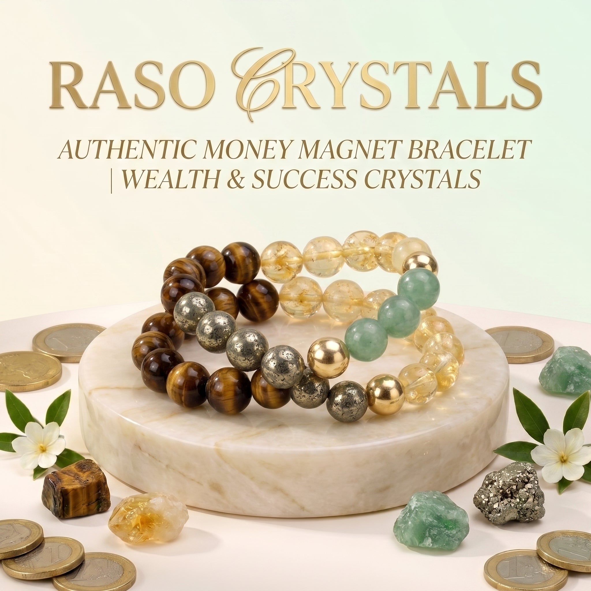 Authentic Money Magnet Bracelet | Wealth & Success Crystals | Raso Crystal