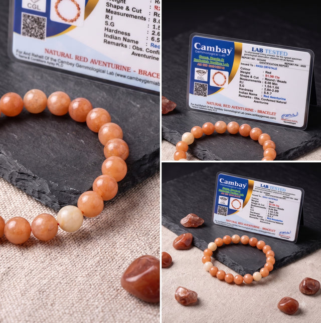 Red Aventurine Bracelet – 8mm Natural Crystal Beads for Motivation, Confidence & Vitality – Root & Sacral Chakra – Aries & Leo Zodiac – Unisex Stone Jewelry for Action & Empowerment | Raso Crystals