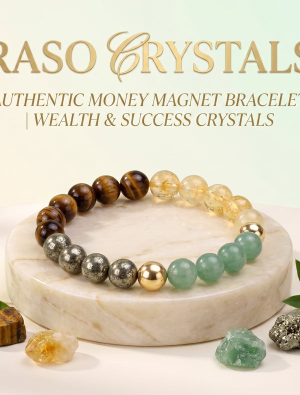 Authentic Money Magnet Bracelet | Wealth & Success Crystals | Raso Crystal