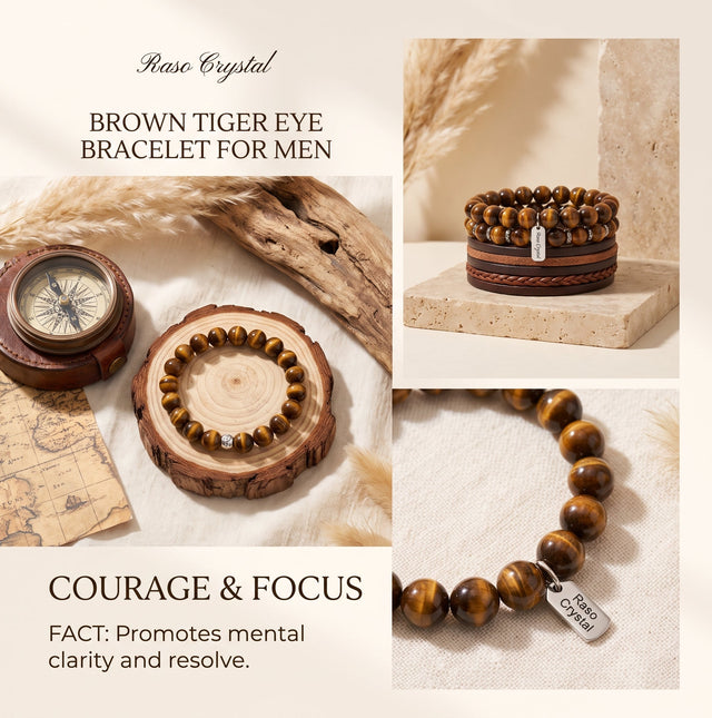 Protection & Evil Eye BraceletsBrown Tiger Eye Bracelet for Men – Courage & FocusRaso Crystal