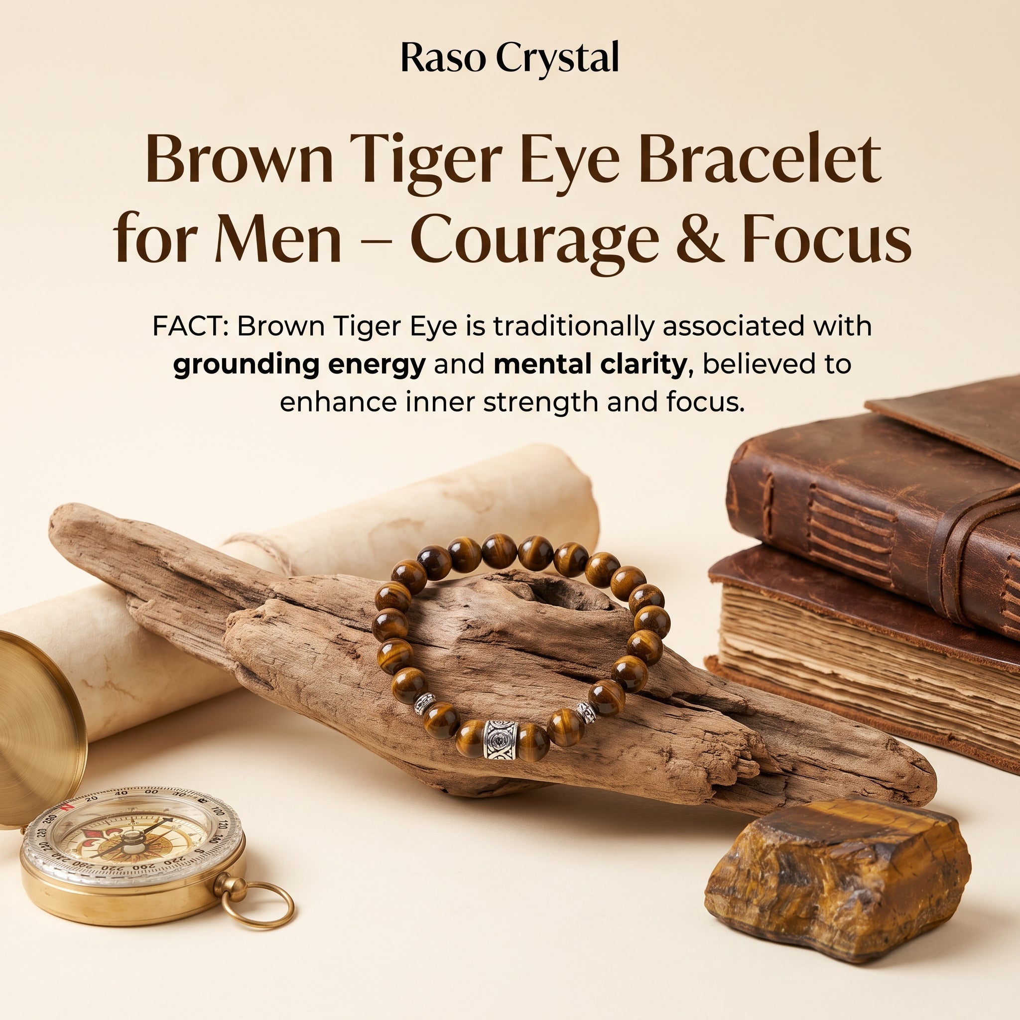 Protection & Evil Eye BraceletsBrown Tiger Eye Bracelet for Men – Courage & FocusRaso Crystal