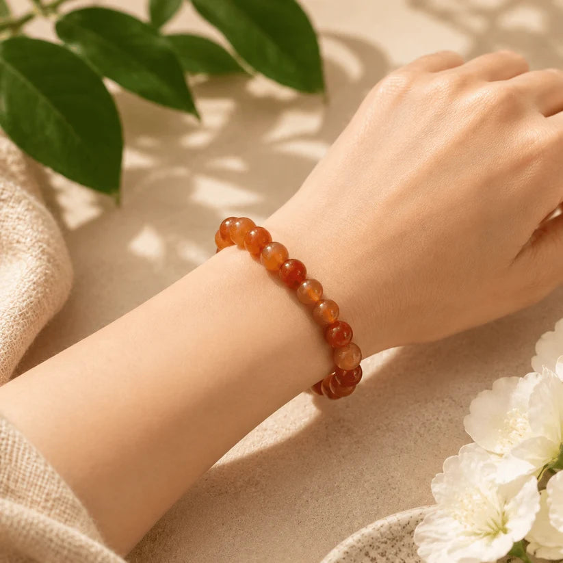 Red Carnelian Bracelet for Mangal & Sun Strength (Abhimantrit) | Raso Crystals