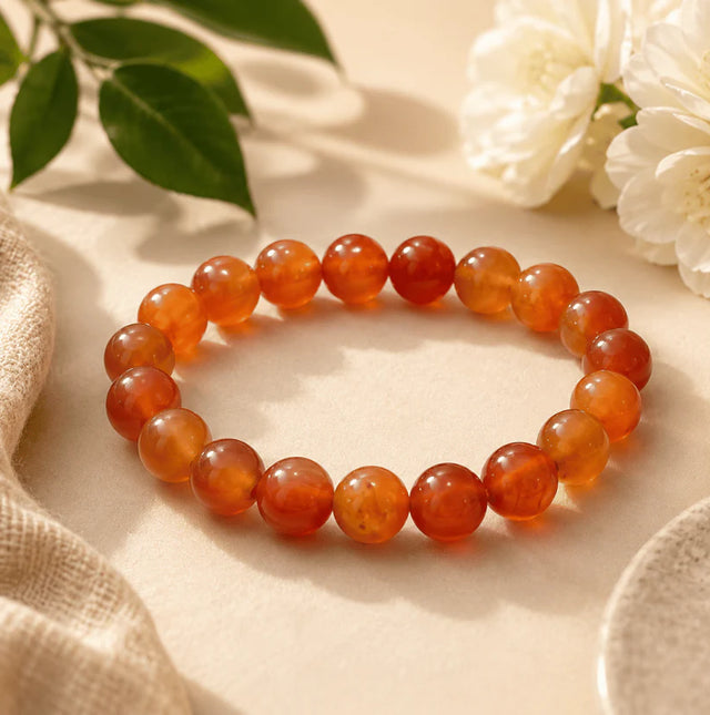 Red Carnelian Bracelet for Mangal & Sun Strength (Abhimantrit) | Raso Crystals