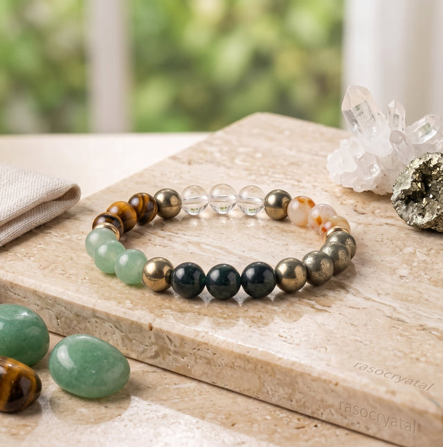 Dhan Yog Bracelet - Citrine, Pyrite & Aventurine (8mm) | Wealth MagnetRaso CrystalWealth & SuccessRaso Crystal