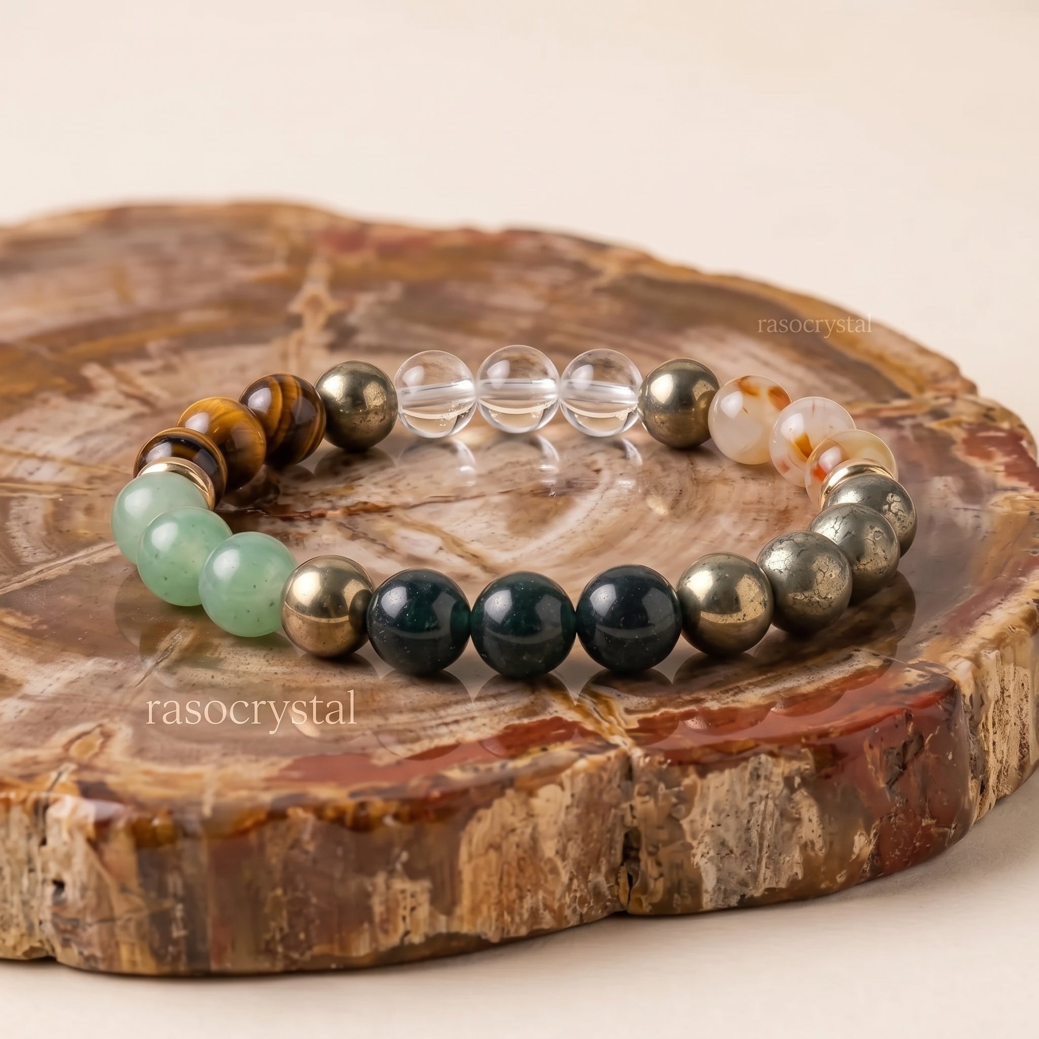 Dhan Yog Bracelet - Citrine, Pyrite & Aventurine (8mm) | Wealth MagnetRaso CrystalWealth & SuccessRaso Crystal