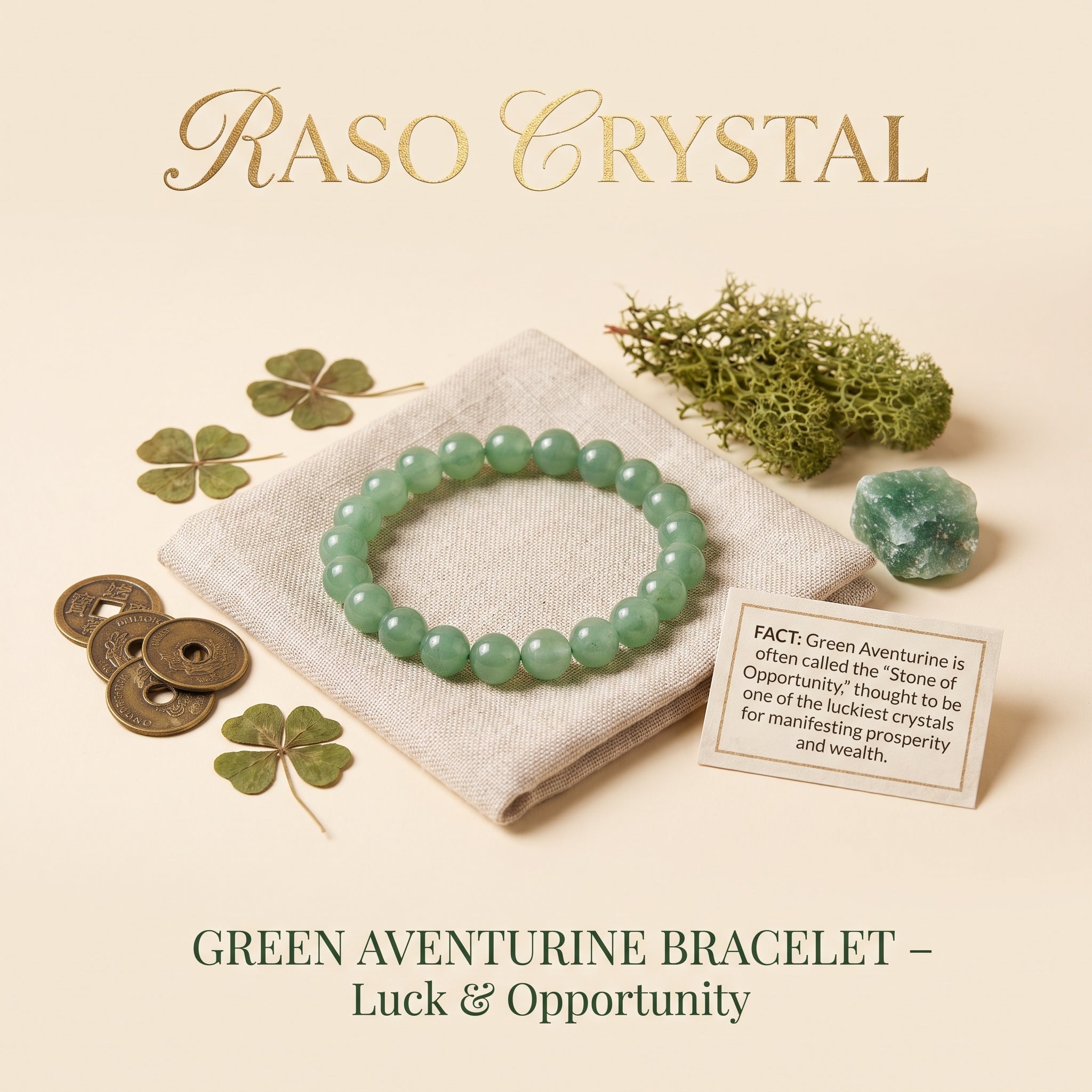 Green Aventurine Bracelet – Luck & OpportunityRaso Crystal