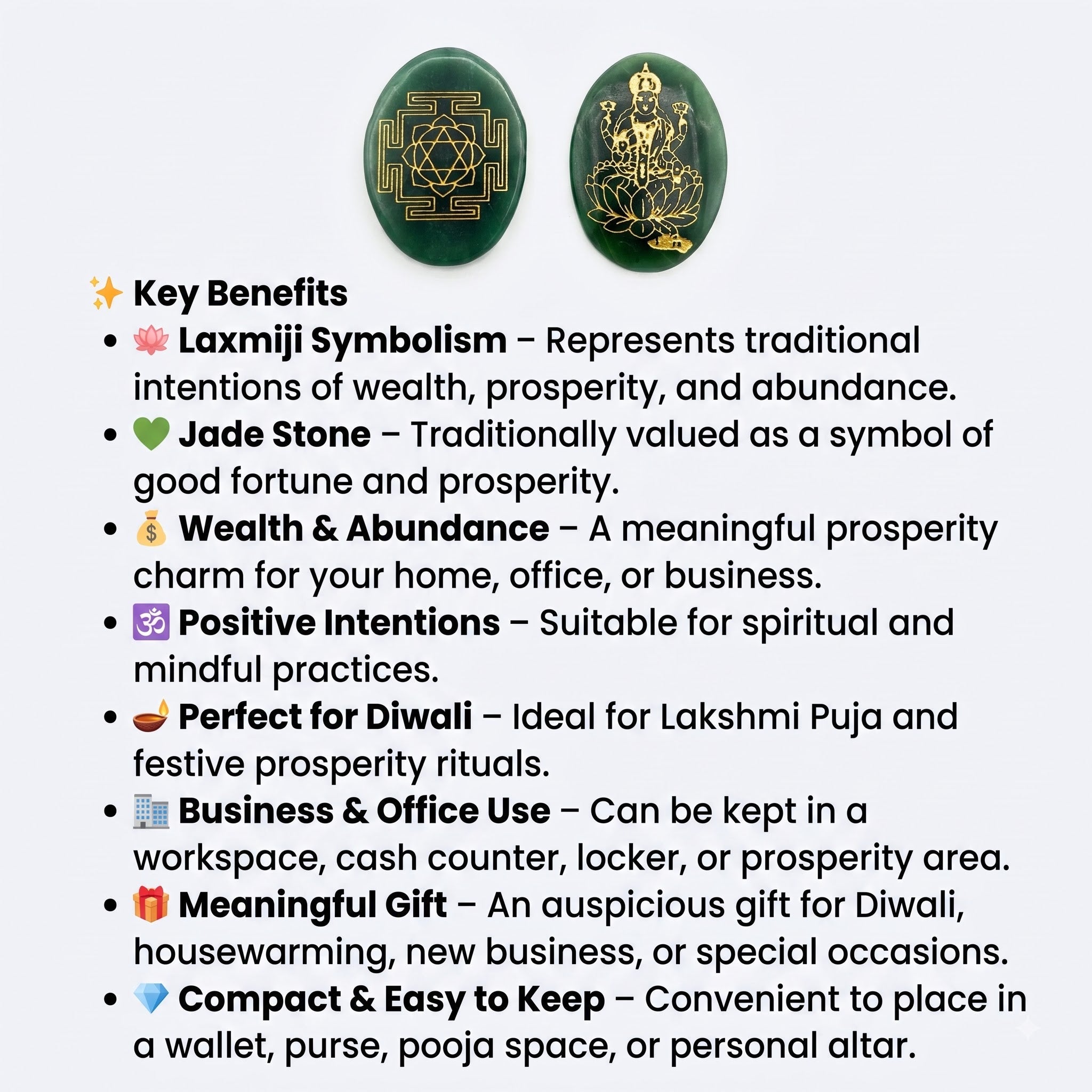 Jade Laxmiji Zibu Coin Wealth Switch Coin – Money Stone for Prosperity & Abundance | Raso Crystal