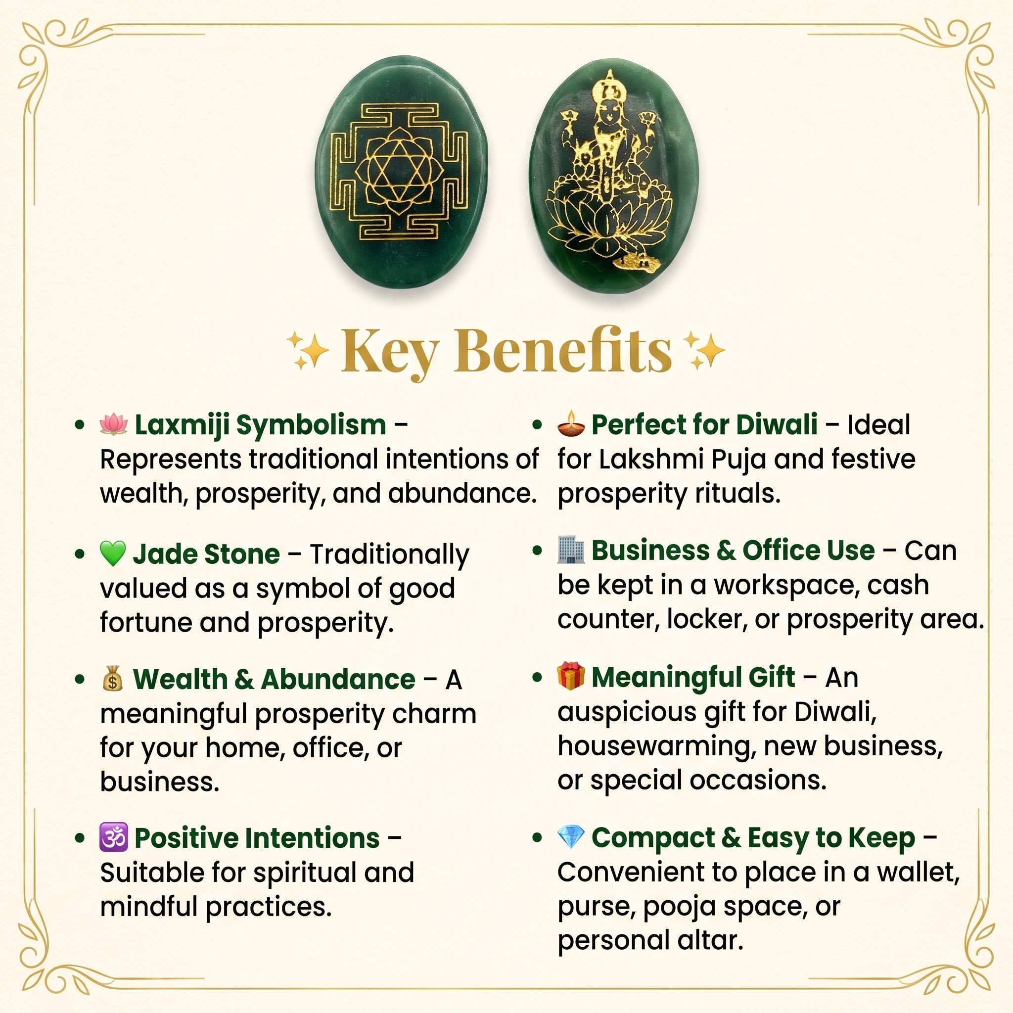 Jade Laxmiji Zibu Coin Wealth Switch Coin – Money Stone for Prosperity & Abundance | Raso Crystal