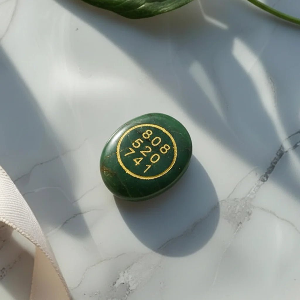 Natural Aventurine Zibu Symbol Coin – Mantrit & Certified | Wealth, Luck & Positive Energy | Raso Crystal