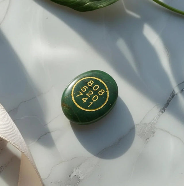 Natural Aventurine Zibu Symbol Coin – Mantrit & Certified | Wealth, Luck & Positive Energy | Raso Crystal