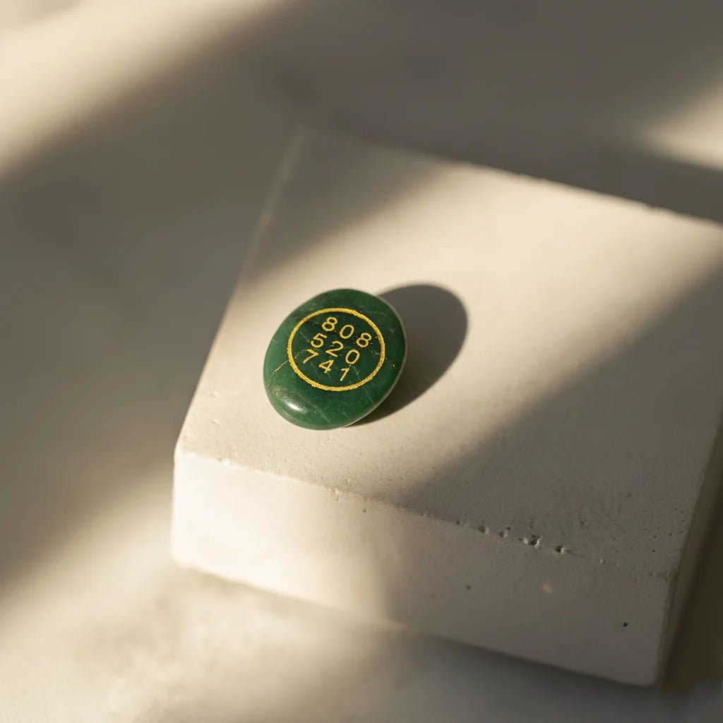 Natural Aventurine Zibu Symbol Coin – Mantrit & Certified | Wealth, Luck & Positive Energy | Raso Crystal