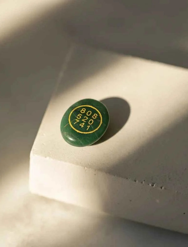 Natural Aventurine Zibu Symbol Coin – Mantrit & Certified | Wealth, Luck & Positive Energy | Raso Crystal