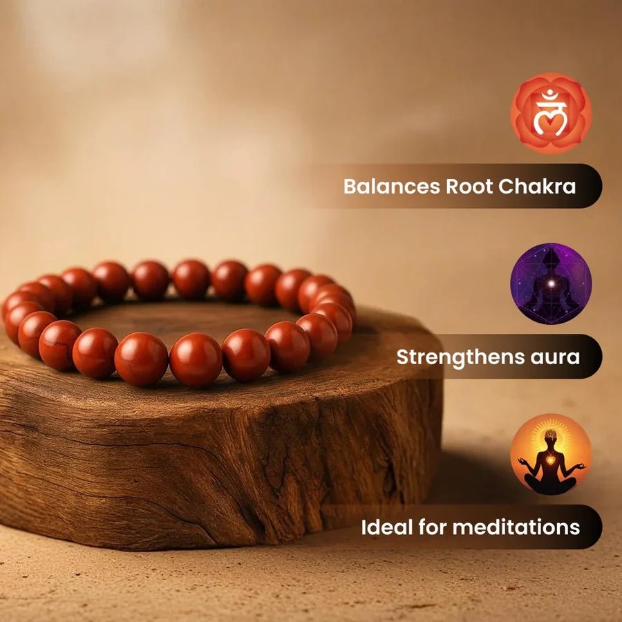 Natural Red Jasper Bracelet 8MM – Genuine Stone Beads for Strength, Grounding & Confidence | Raso Crystal