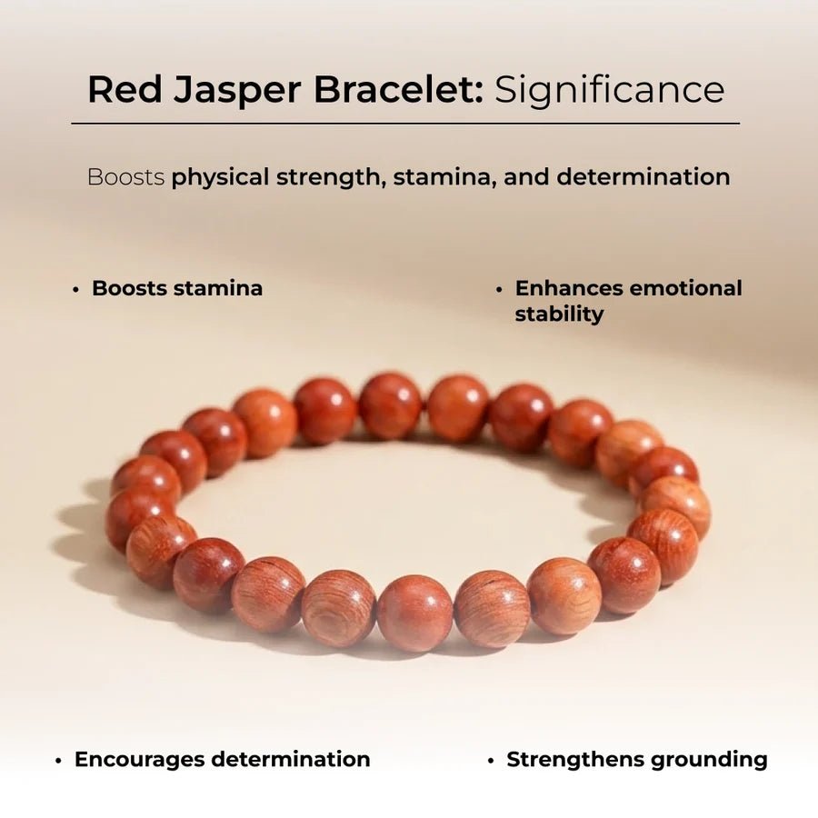 Natural Red Jasper Bracelet 8MM – Genuine Stone Beads for Strength, Grounding & Confidence | Raso Crystal