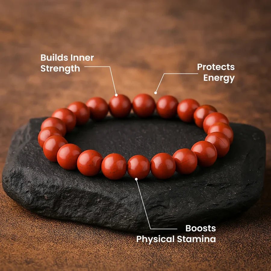 Natural Red Jasper Bracelet 8MM – Genuine Stone Beads for Strength, Grounding & Confidence | Raso Crystal