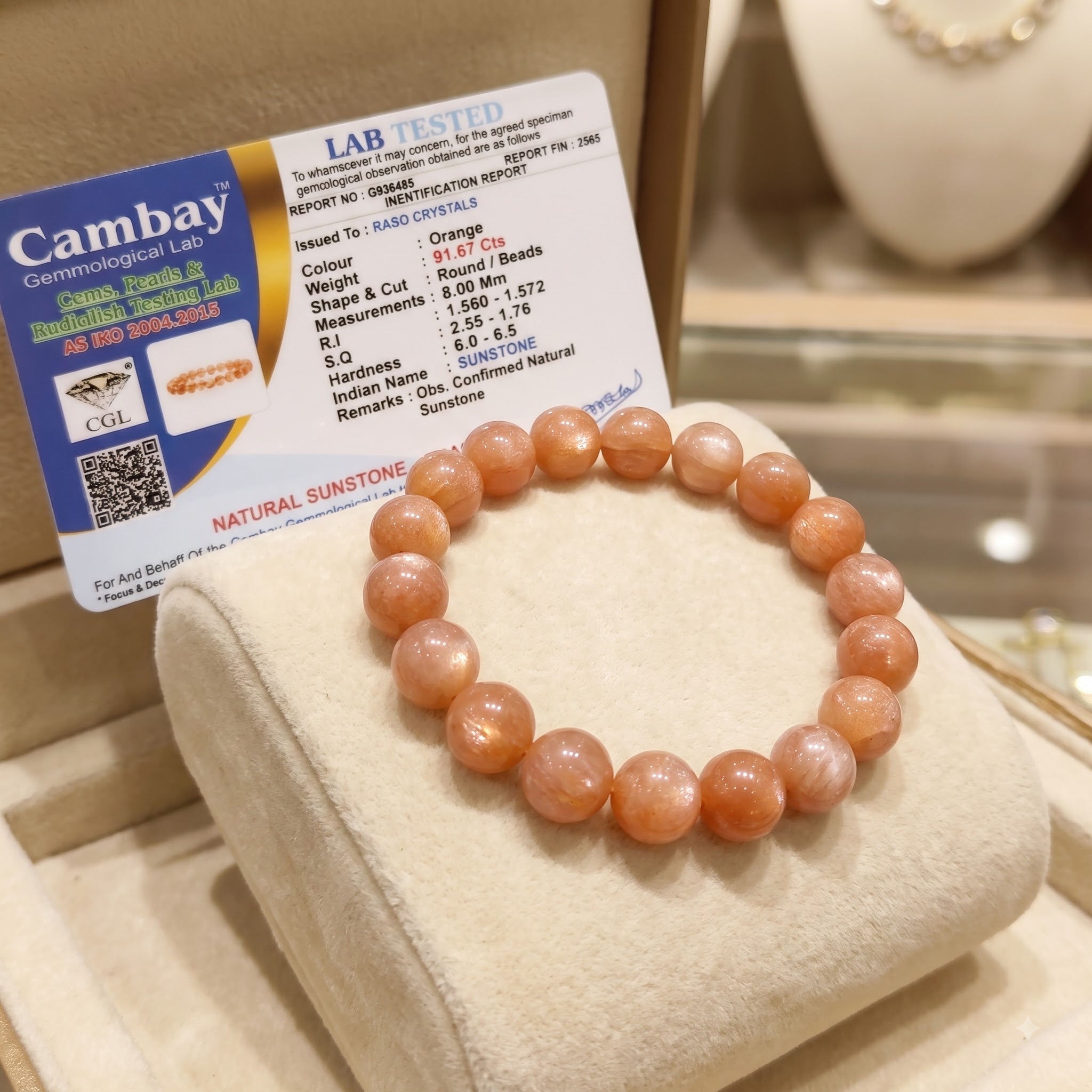 Natural Sunstone Bracelet | Crystal Beaded Stretch Bracelet for Men and Women | Stone for Positivity, Leadership, Confidence & Good Energy