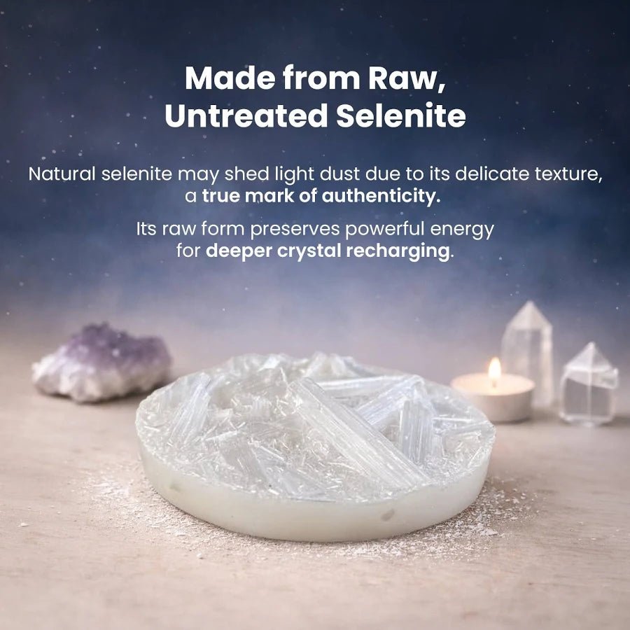 Raw Selenite Crystal Recharging Plate – Naturally Cleanse & Recharge Your Crystals