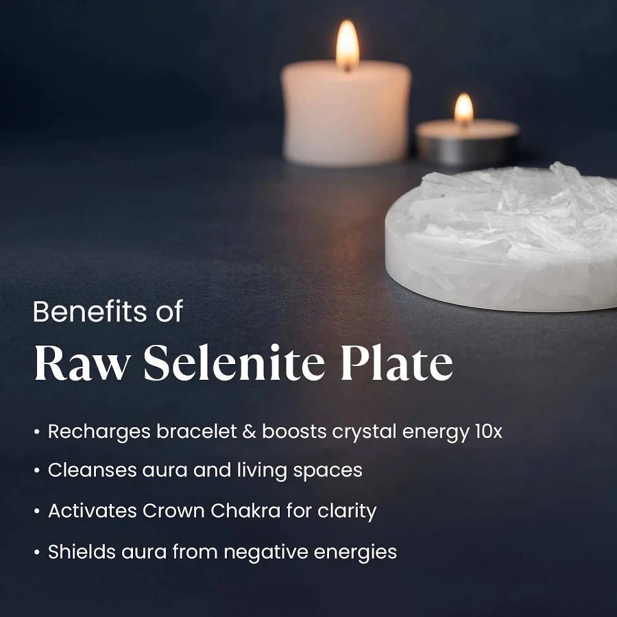 Raw Selenite Crystal Recharging Plate – Naturally Cleanse & Recharge Your Crystals