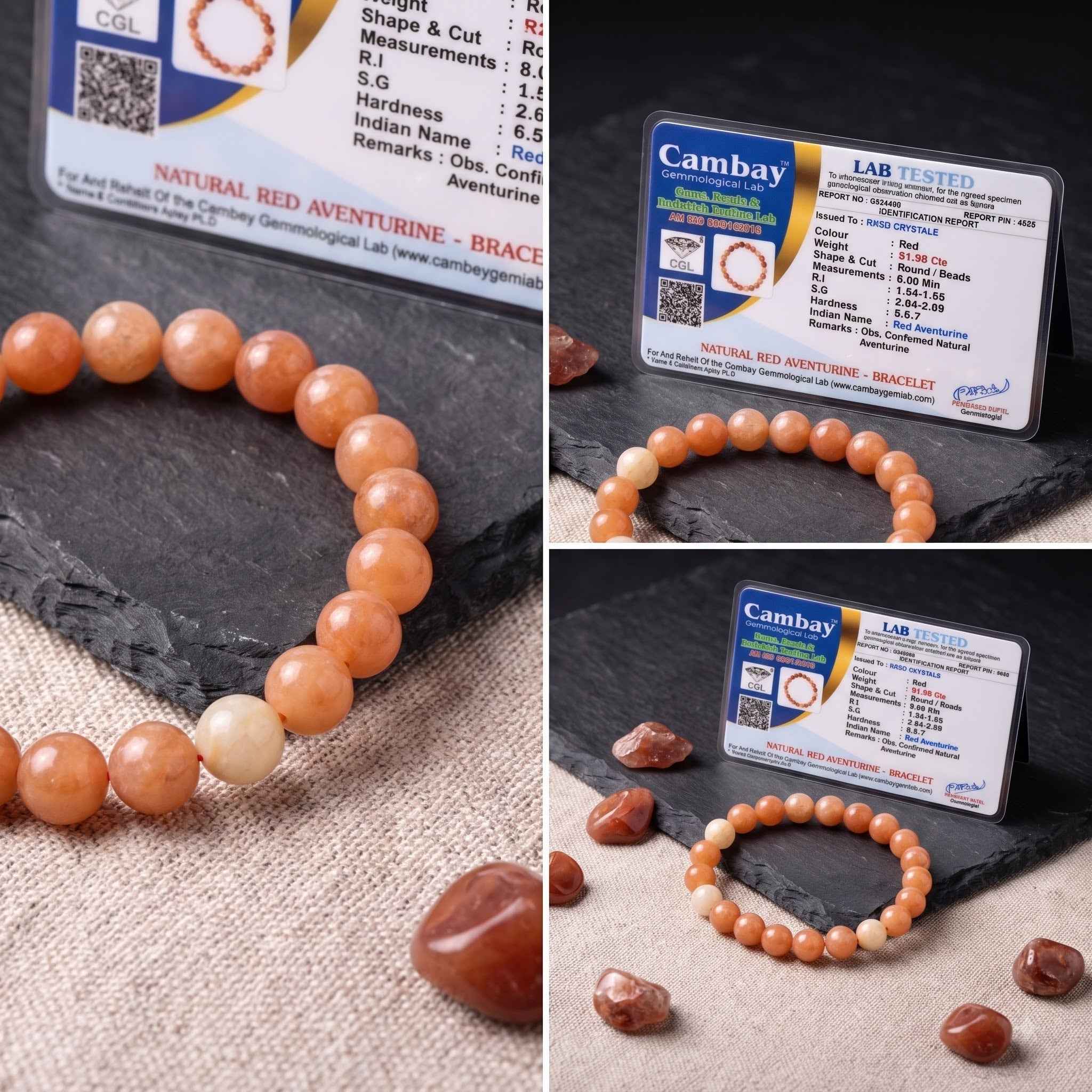 Red Aventurine Bracelet - Natural Crystal Beads for Motivation & Vitality - Aries & Leo Zodiac - Unisex crystal Bracelet for Empowerment