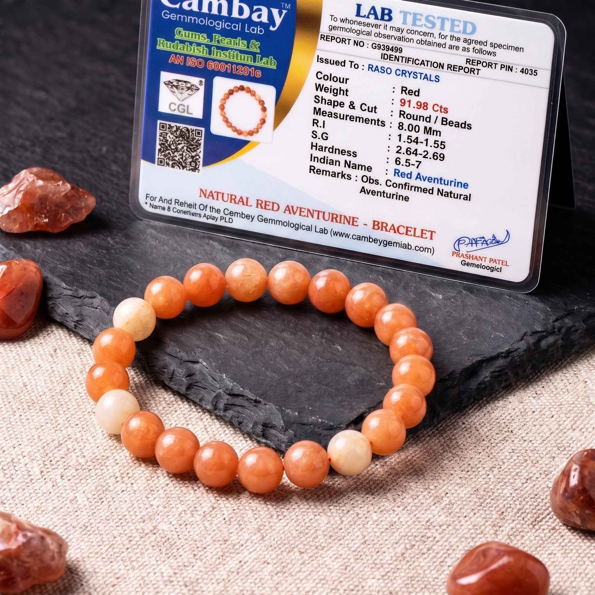 Red Aventurine Bracelet - Natural Crystal Beads for Motivation & Vitality - Aries & Leo Zodiac - Unisex crystal Bracelet for Empowerment