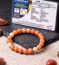 Red Aventurine Bracelet - Natural Crystal Beads for Motivation & Vitality - Aries & Leo Zodiac - Unisex crystal Bracelet for Empowerment