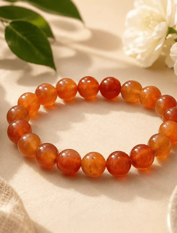 Red Carnelian Bracelet for Mangal & Sun Strength (Abhimantrit) | Raso Crystals