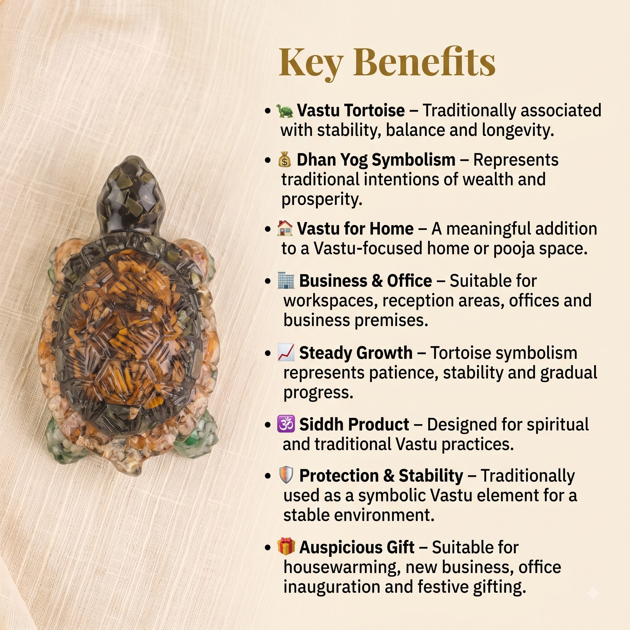 Rinmukteshwar Siddh Vastu Dhan Yog Tortoise – Energized Vastu Wealth Tortoise for Prosperity | Raso Crystal
