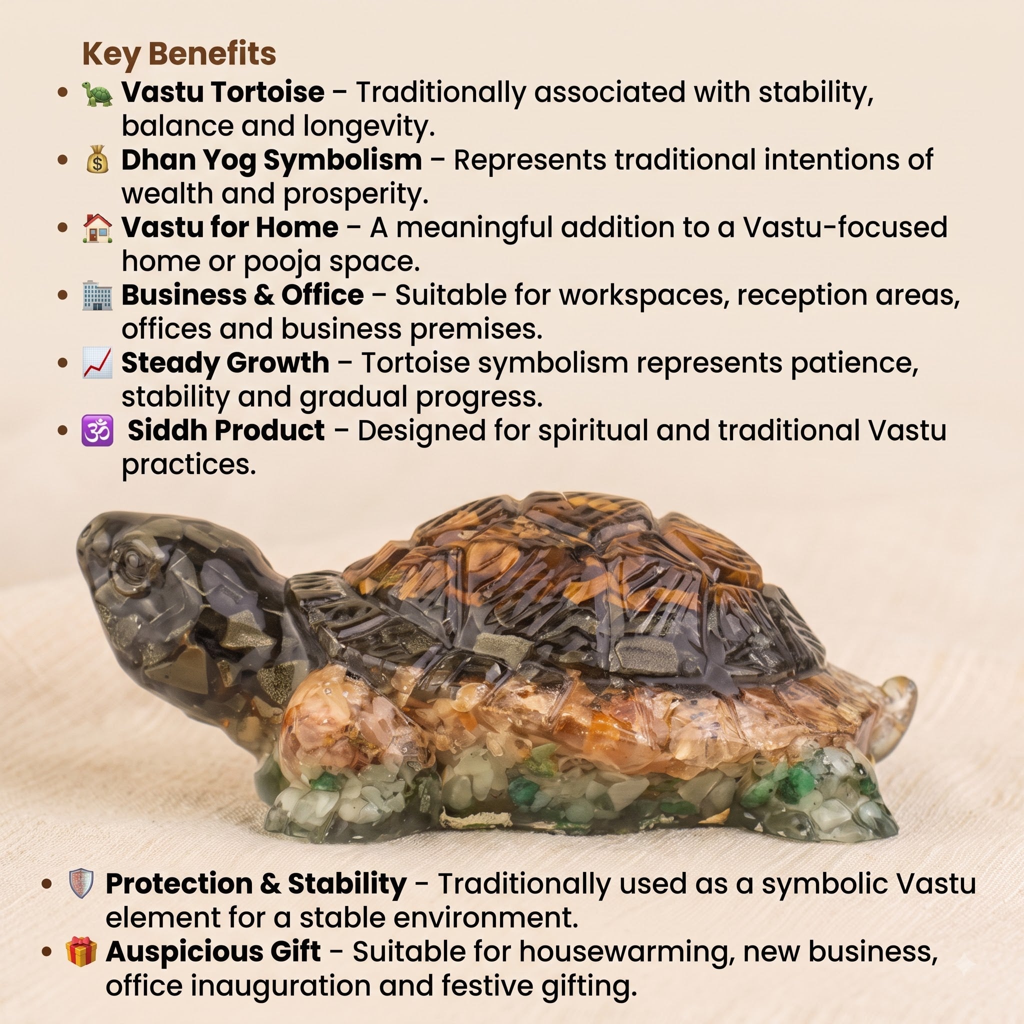 Rinmukteshwar Siddh Vastu Dhan Yog Tortoise – Energized Vastu Wealth Tortoise for Prosperity | Raso Crystal