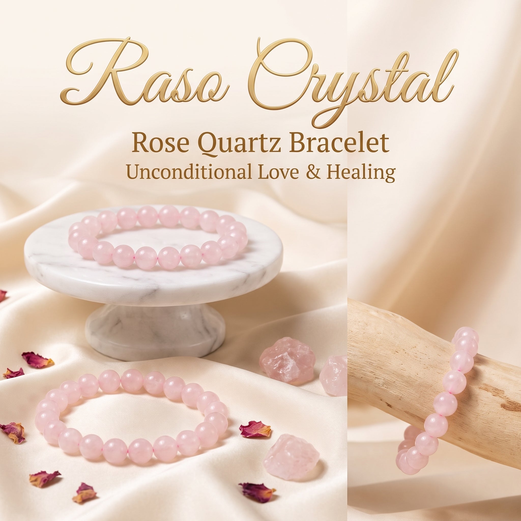 Rose Quartz Bracelet for Women – Authentic Stone of Love & HarmonyLove & HarmonyRaso Crystal