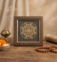 hri Yantra Pyrite Dust Frame for Prosperity | Raso CrystalsRaso Crystal
