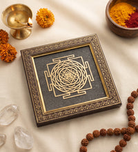 hri Yantra Pyrite Dust Frame for Prosperity | Raso CrystalsRaso Crystal