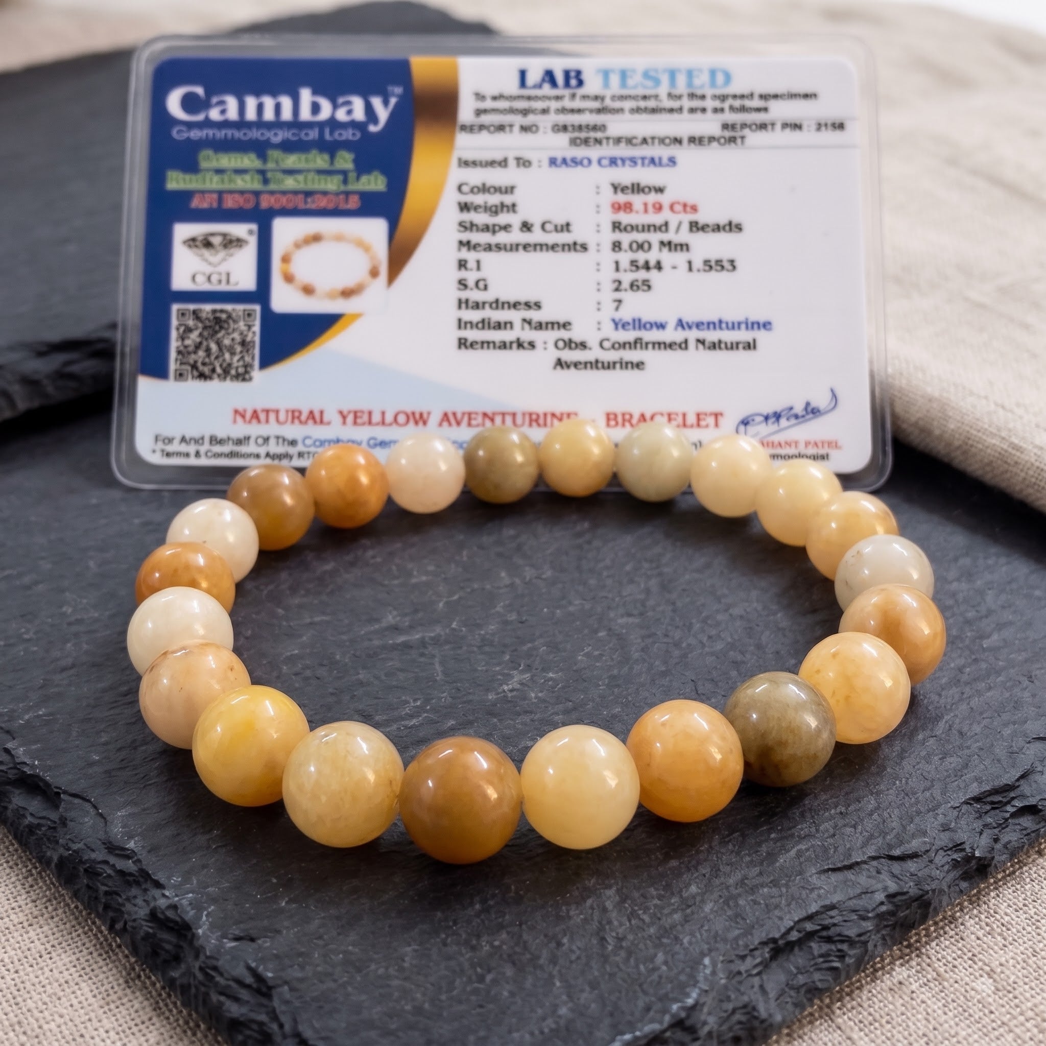 Yellow Aventurine Bracelet: Fulfills Your Desires with Divine Blessings | Raso Crystal