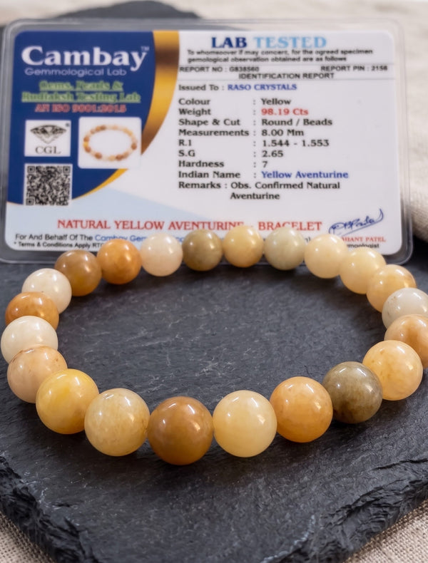 Yellow Aventurine Bracelet: Fulfills Your Desires with Divine Blessings | Raso Crystal
